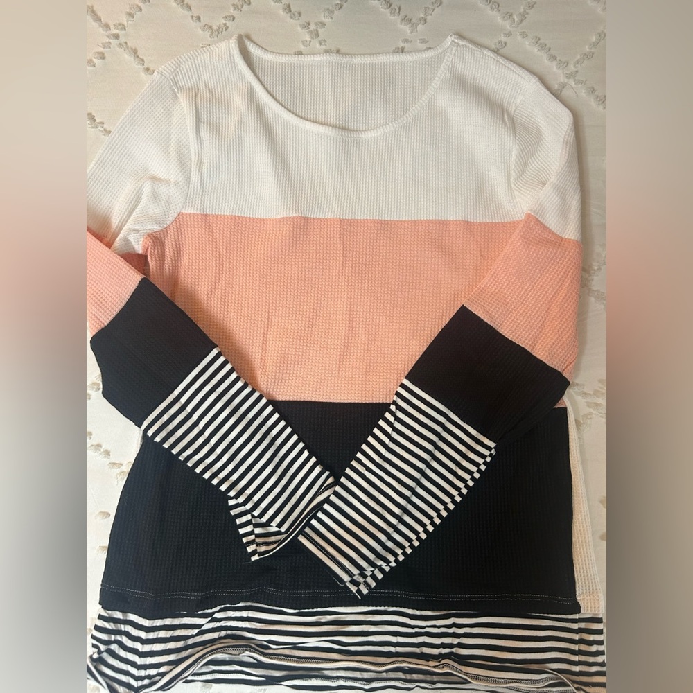 2 SHEIN Colorblock Striped Blouse
